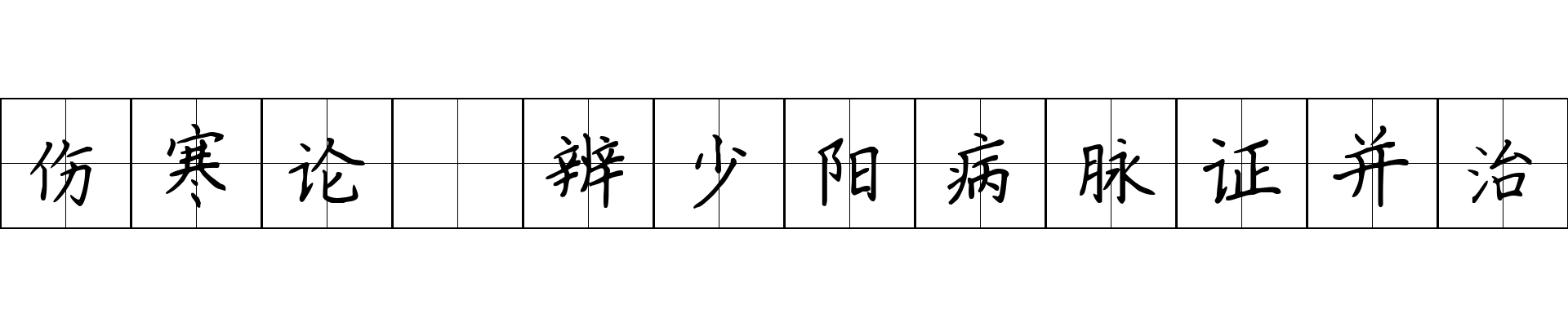 伤寒论 辨少阳病脉证并治